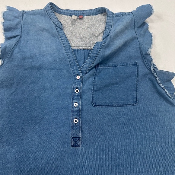 Pilcro Anthorpologie Chambray Smock Shirt Dress Womens Large Ruffle Cottage Boho - Picture 4 of 11